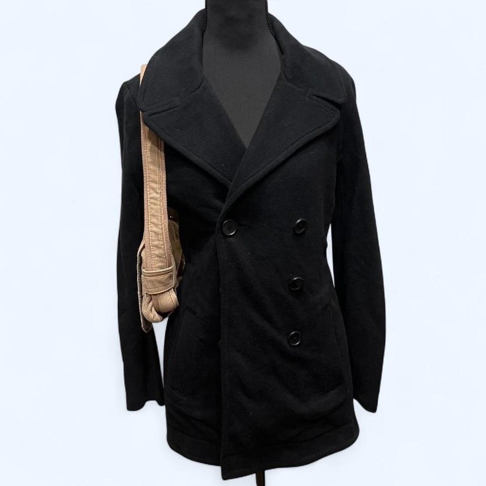 James Perse Los Angeles Black Double Breasted Pea Coat WTC2807 Size 2 Luxury